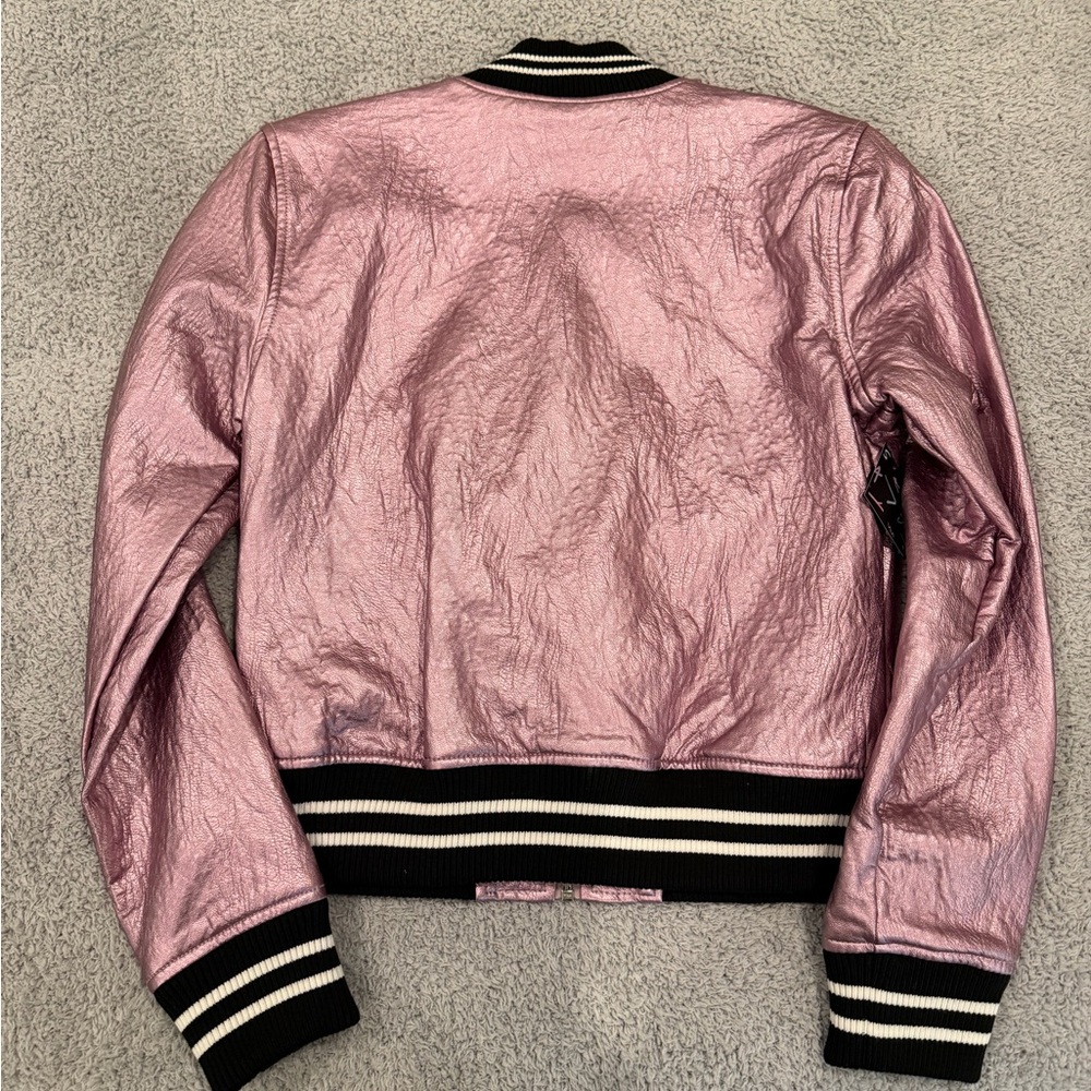 Nasty Gal Metallic Pink Bomber Jacket - Picture 2 of 4